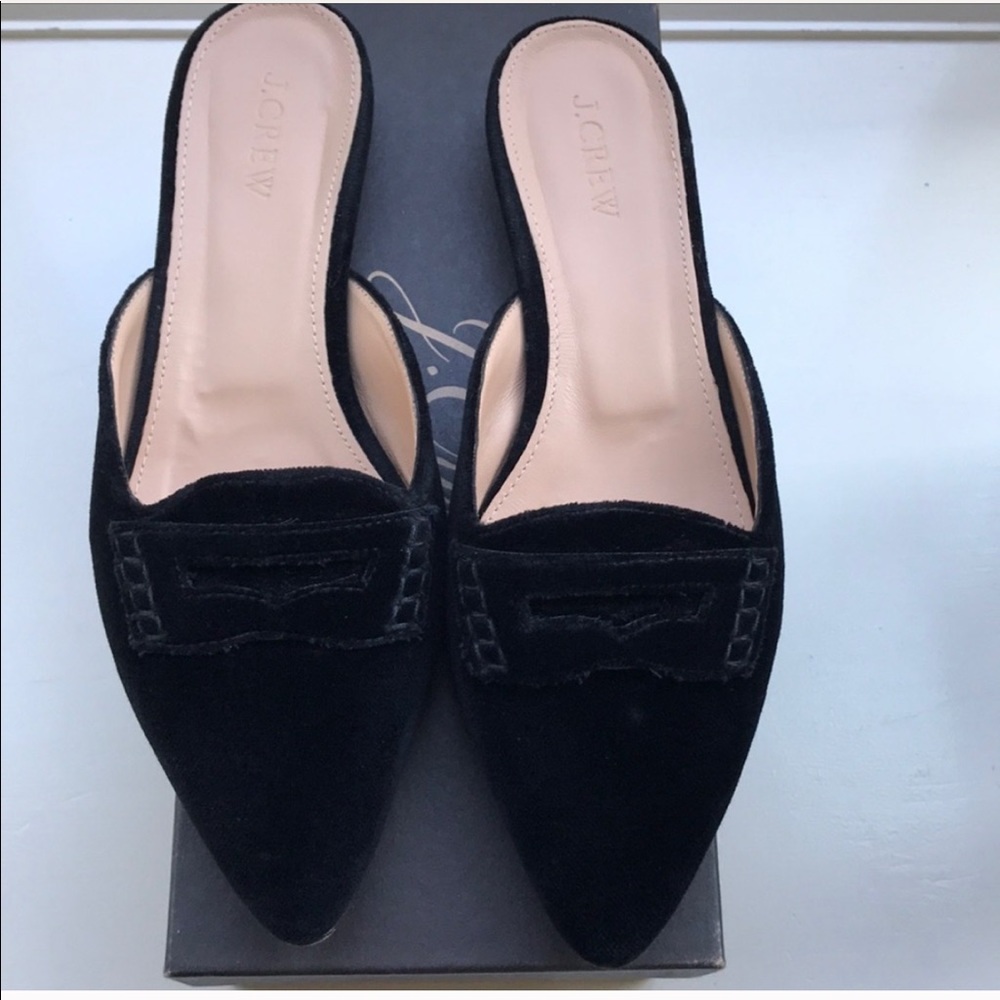 J.crew black velvet loafer mules 7.5